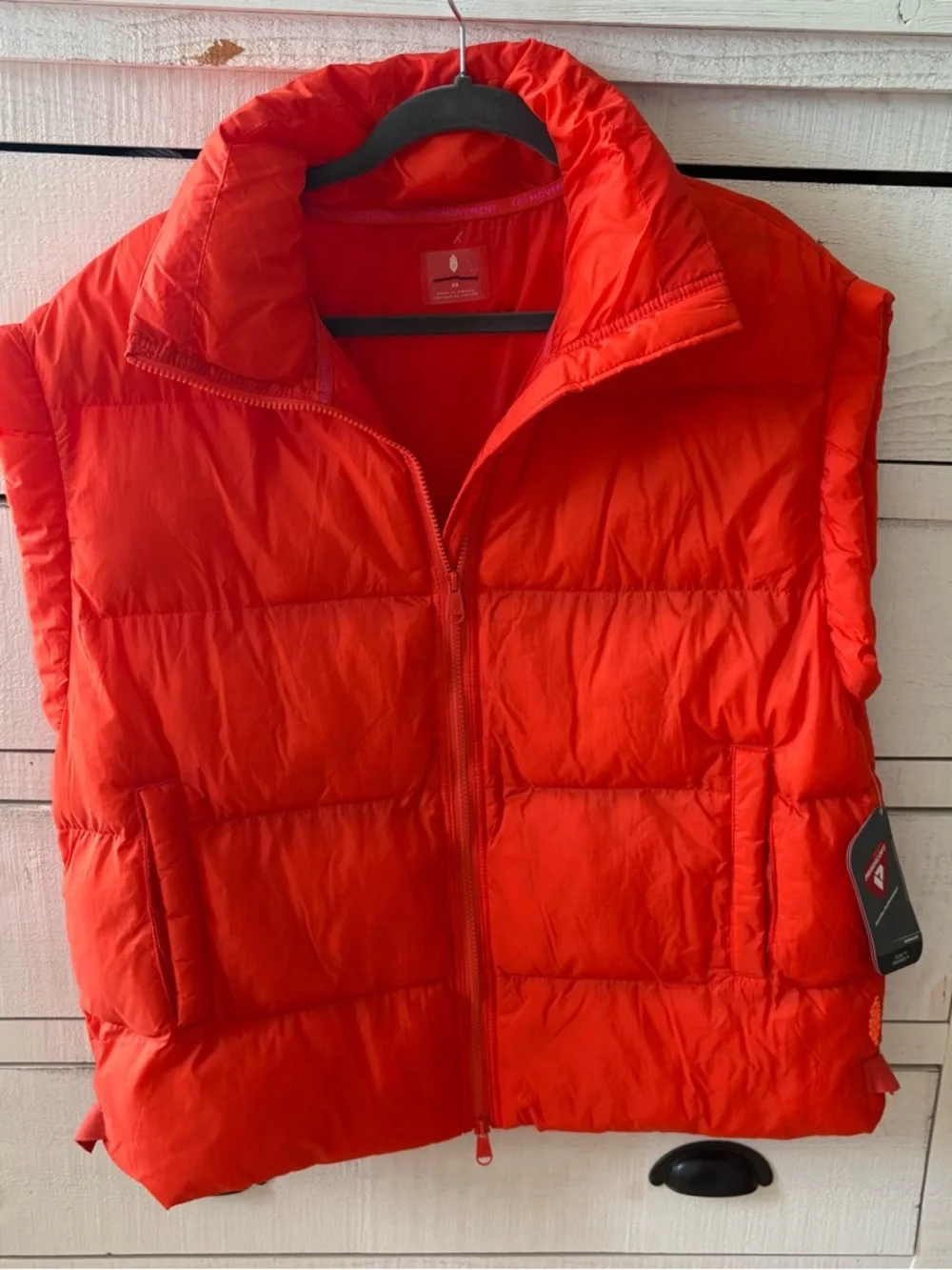 NWT Free People Orange red In A Bubble Puffer Vest - Picture 9 of 10